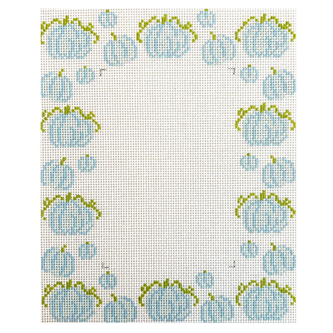 Blue Pumpkin Frame Painted Canvas Walker's Needlepoint  - 1