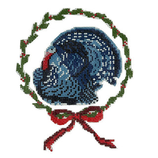 Blue Ribbon Turkey Ornament Painted Canvas KCN Designers 
