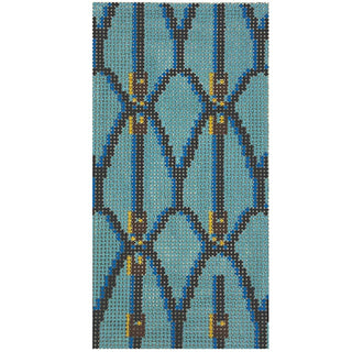 Blue Saddle Eyeglass Case Painted Canvas Anne Fisher Needlepoint LLC 

