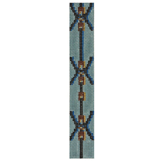 Blue Saddle Keyfob Painted Canvas Anne Fisher Needlepoint LLC 