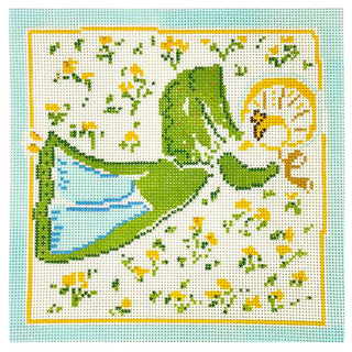 Blue Singing Angel Painted Canvas Camilla Moss 
