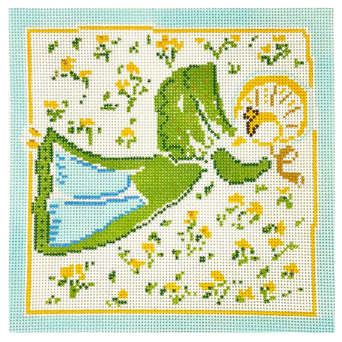 Blue Singing Angel Painted Canvas Camilla Moss  - 1