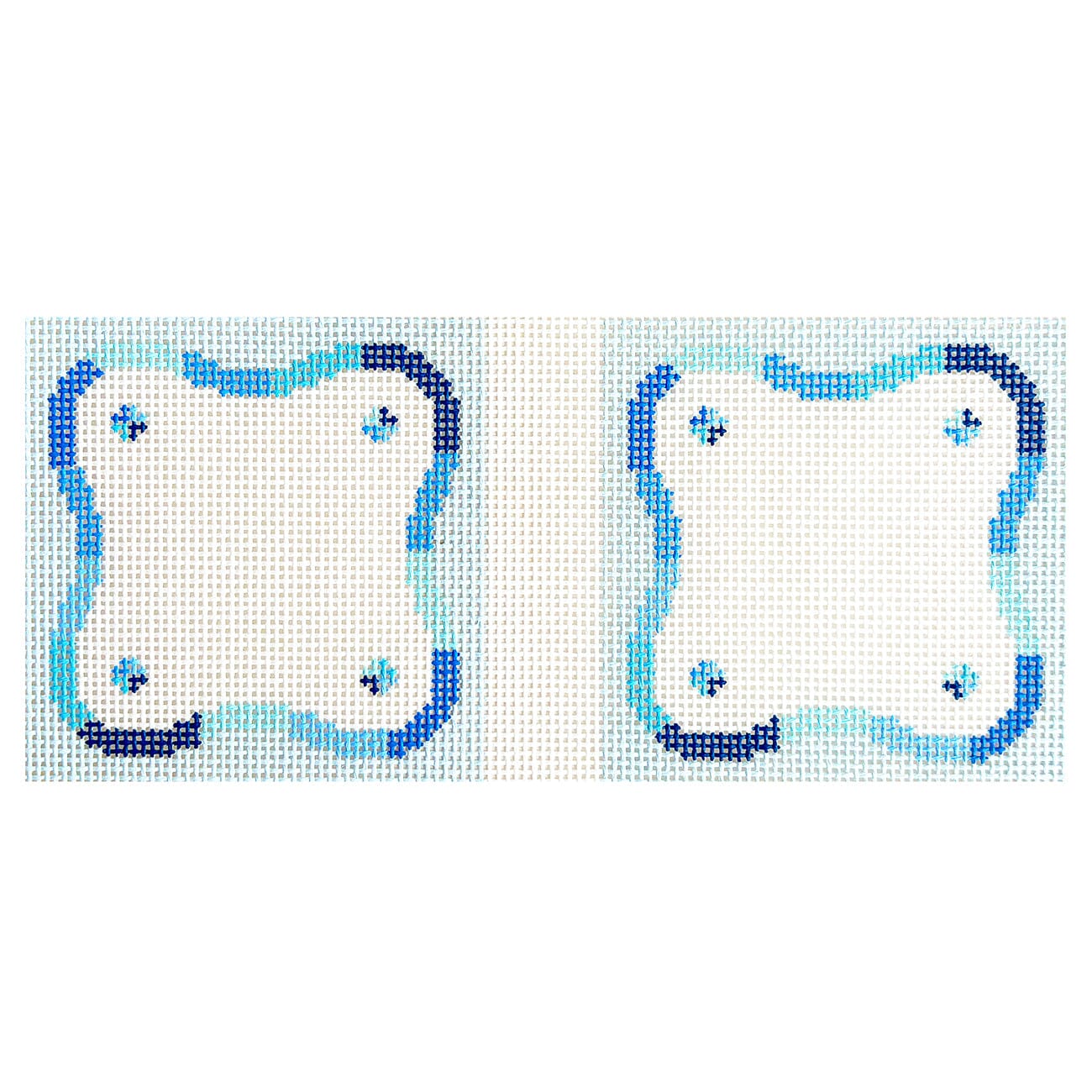 Blue Squiggle Coasters, Set of 2 Painted Canvas Wipstitch Needleworks  - 1
