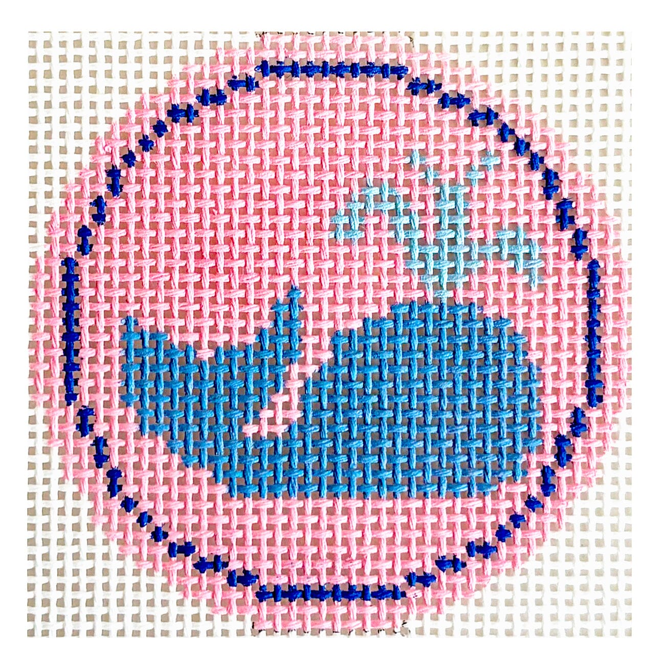Blue Whale on Pink Round Painted Canvas KCN Designers  - 1