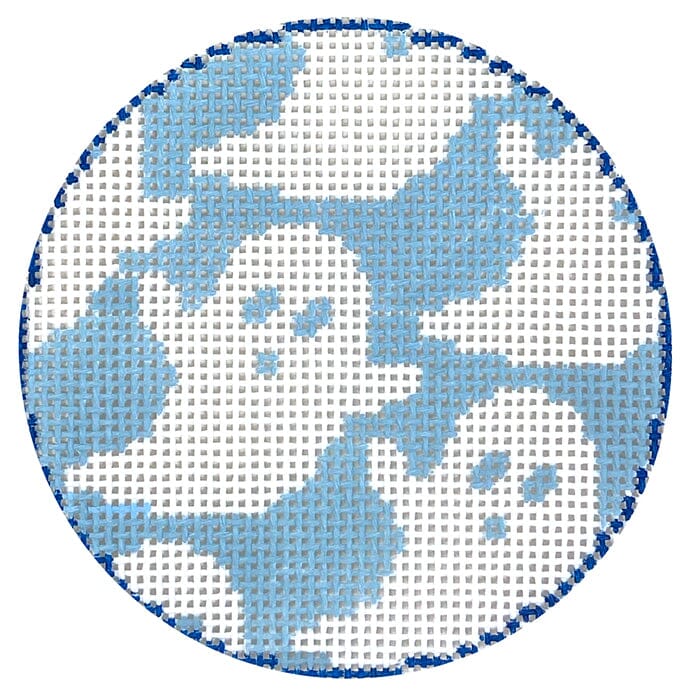 Blue White Ghosties Round Painted Canvas Atlantic Blue Canvas 
