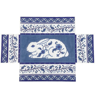 Blue White Rabbit, Brick Cover #13 Painted Canvas Susan Roberts Needlepoint Designs Inc. 
