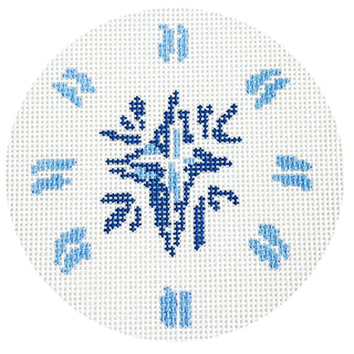 Blue & White Star Painted Canvas Walker's Needlepoint 
