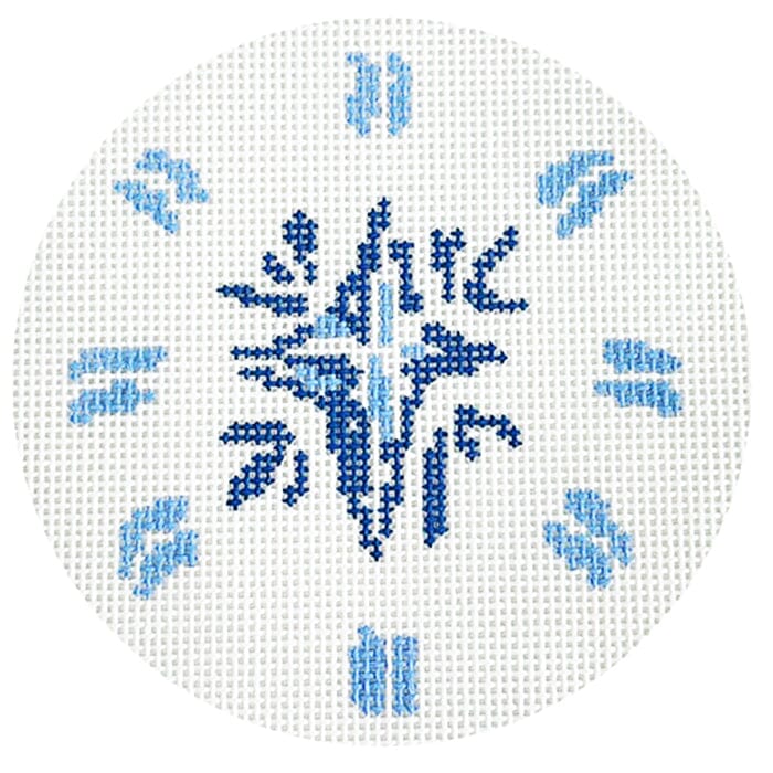 Blue & White Star Painted Canvas Walker's Needlepoint 

