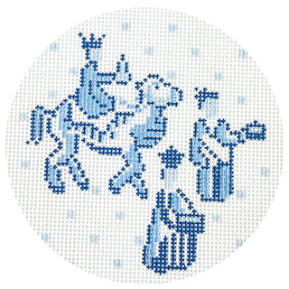 Blue & White Wise Men Painted Canvas Walker's Needlepoint 

