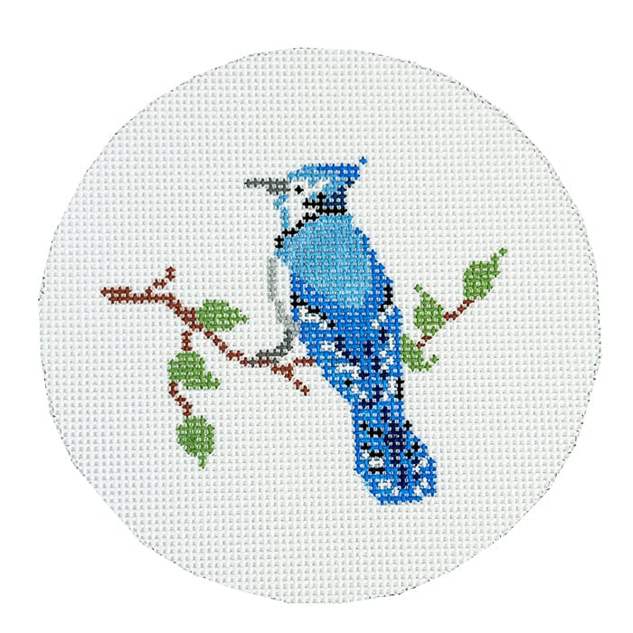 Bluejay Round Painted Canvas Atlantic Blue Canvas 