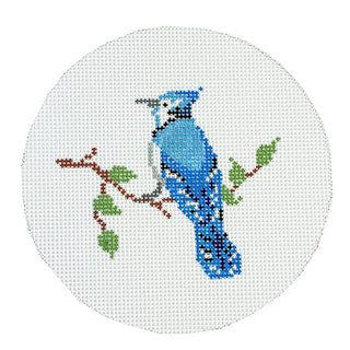 Bluejay Round Painted Canvas Atlantic Blue Canvas 
