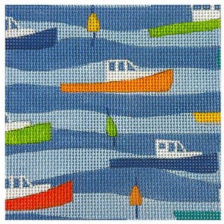Boats and Buoys 4x4 Painted Canvas All About Stitching/The Collection Design 
