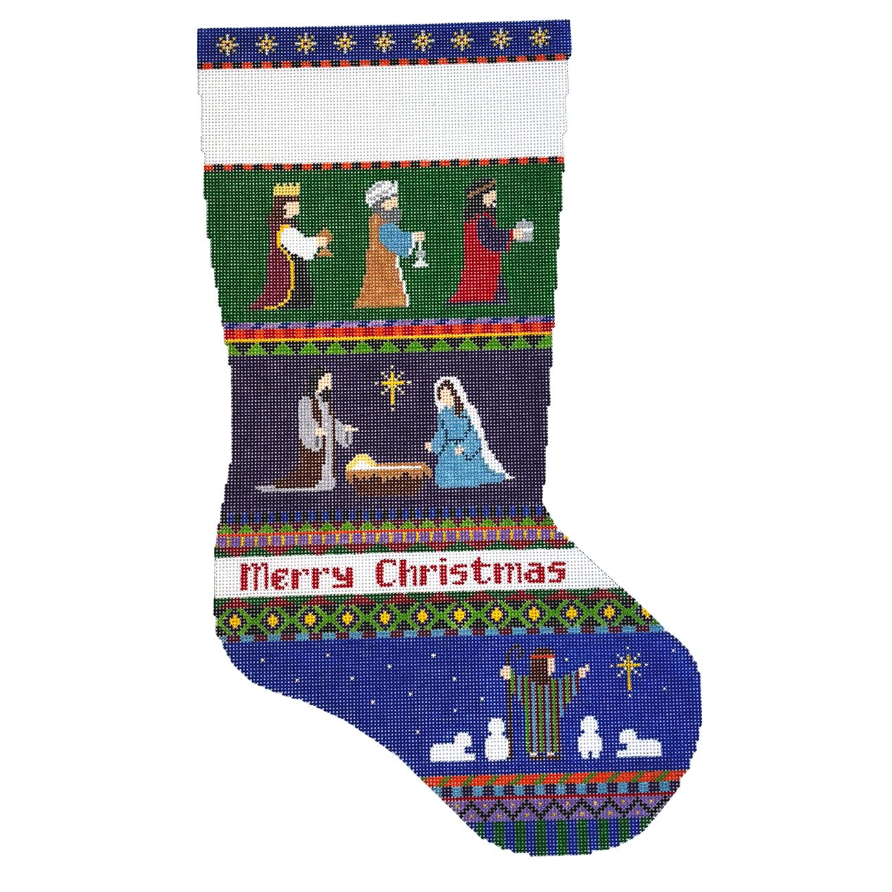 Bold Stripe Nativity, Stocking Painted Canvas Susan Roberts Needlepoint Designs Inc.  - 1