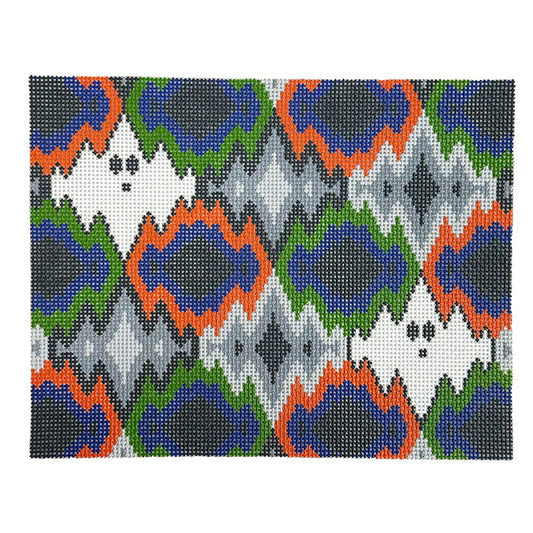 Boo-gello (Ghost Bargello) Painted Canvas Fire and Iris 