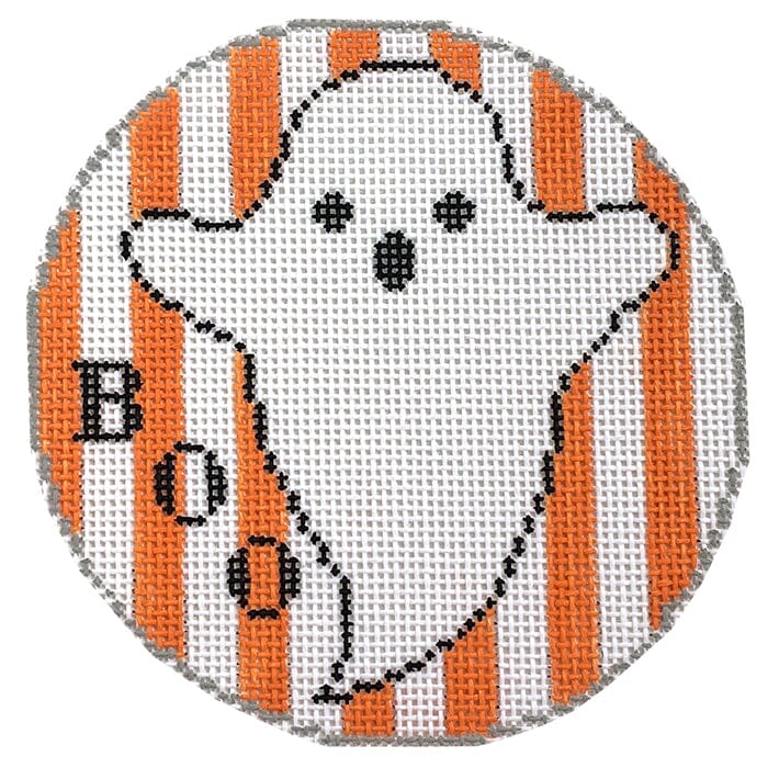 Boo Ornament with Stripes Painted Canvas Kristine Kingston  - 1