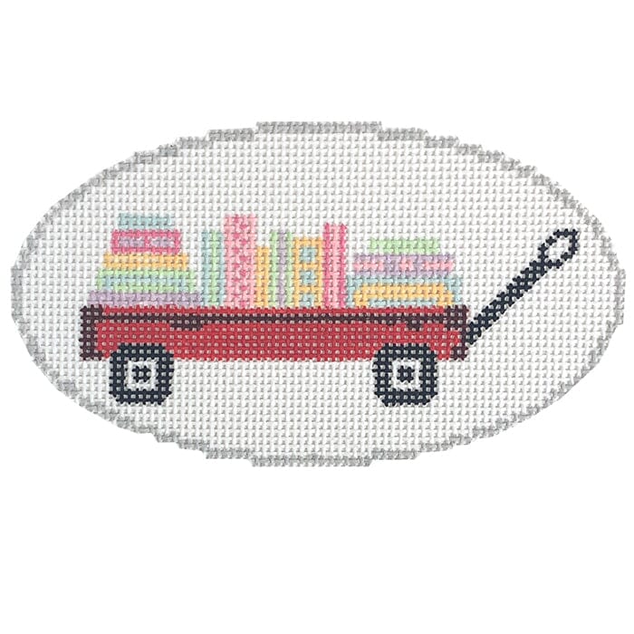 Book Wagon Oval Painted Canvas Atlantic Blue Canvas 