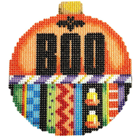 Boo/Stripes Ball Ornament Printed Canvas Two Sisters Needlepoint 