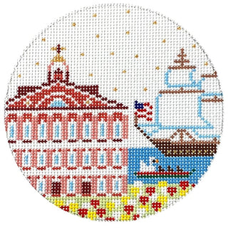 Boston Sights Round Printed Canvas Coco Frank Studio 
