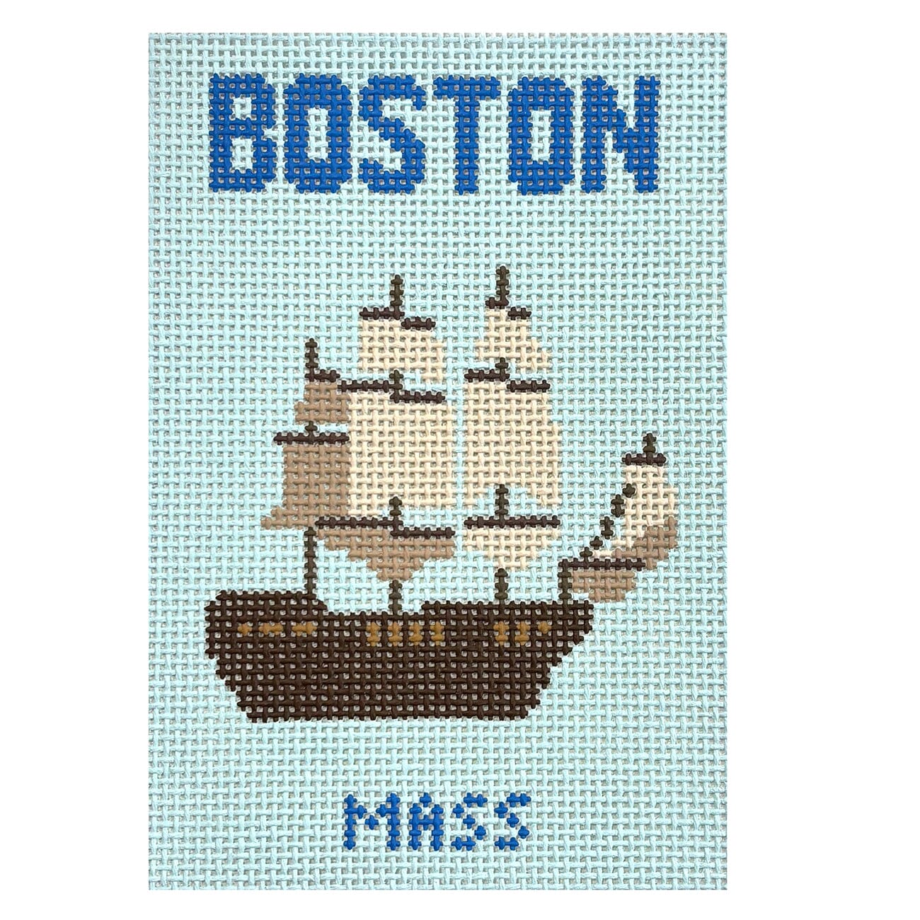 Boston Travel Book Painted Canvas Atlantic Blue Canvas  - 1