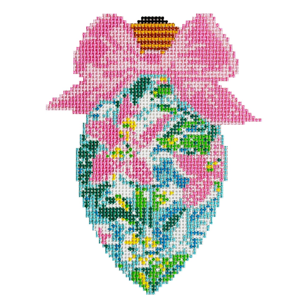 Bow Bulb, Hibiscus Painted Canvas Blue Waters Needlepoint  - 1