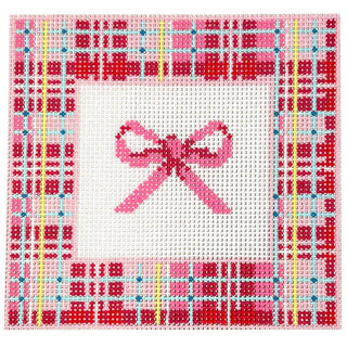 Bow Coaster   Pink Painted Canvas Atlantic Blue Canvas 
