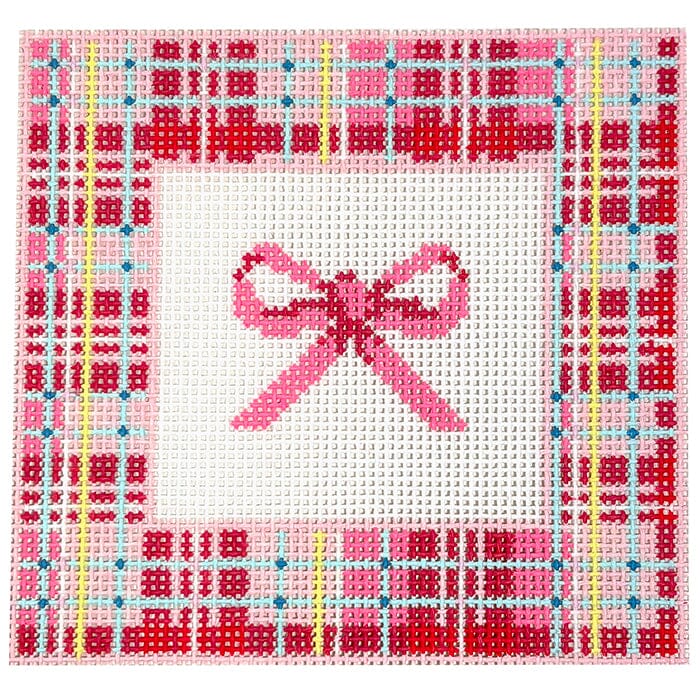 Bow Coaster   Pink Painted Canvas Atlantic Blue Canvas 
