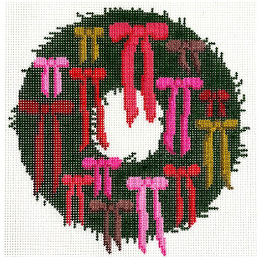 Bow Wreath Painted Canvas Mopsey Designs 
