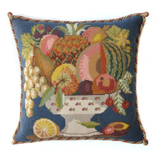Bowl of Fruit Needlepoint Kit Kits Elizabeth Bradley Design Dark Blue 
