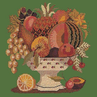 Bowl of Fruit Needlepoint Kit Kits Elizabeth Bradley Design Dark Green 
