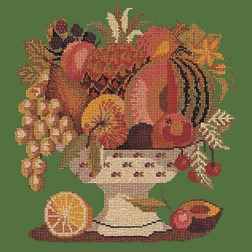 Bowl of Fruit Needlepoint Kit Kits Elizabeth Bradley Design Dark Green 
