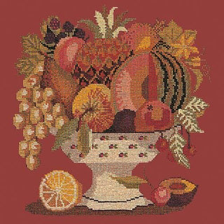 Bowl of Fruit Needlepoint Kit Kits Elizabeth Bradley Design Dark Red 
