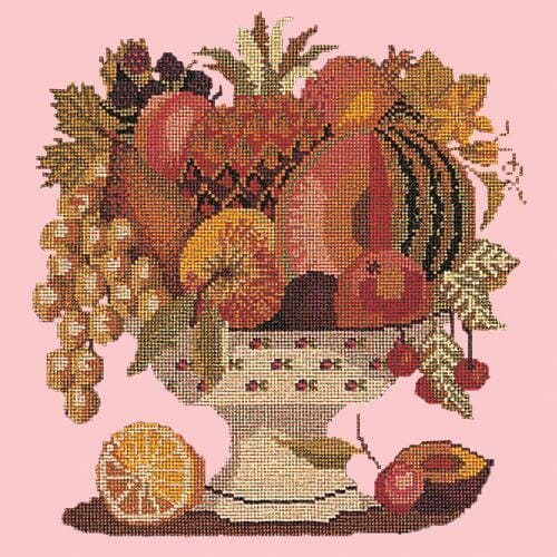 Bowl of Fruit Needlepoint Kit Kits Elizabeth Bradley Design Pale Rose 
