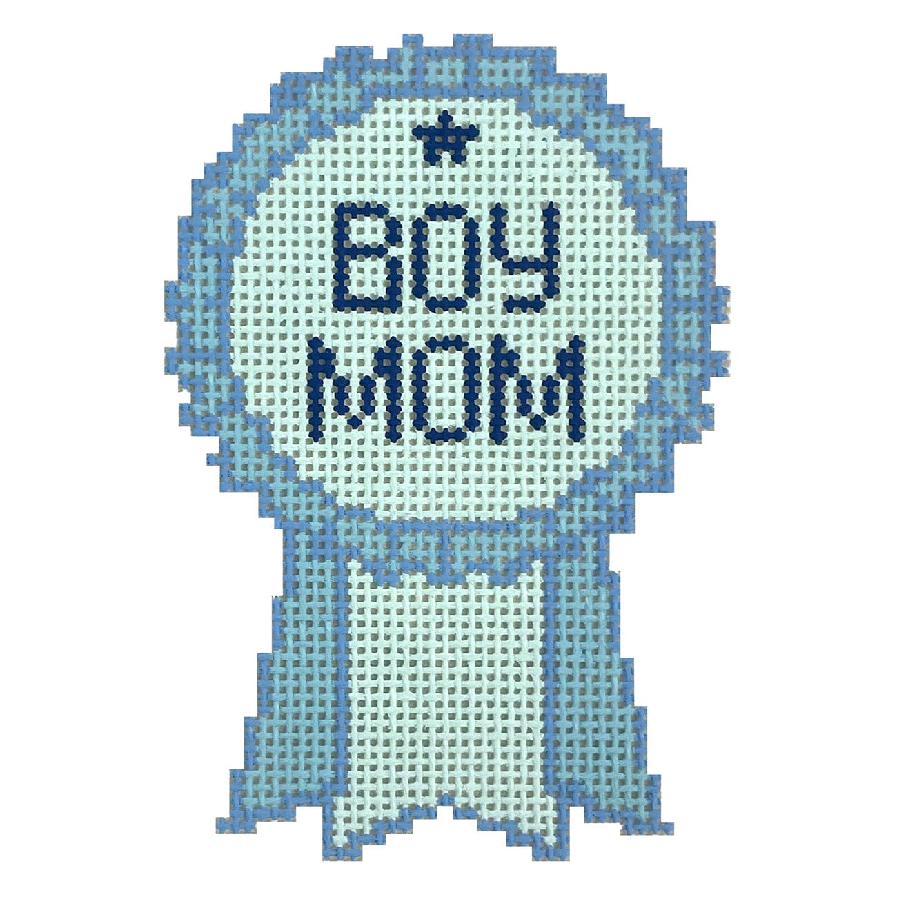 Boy Mom Ribbon, Blue Painted Canvas Atlantic Blue Canvas  - 1