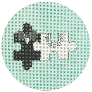 Bride and Groom Puzzle Round Painted Canvas Alice Peterson Company 
