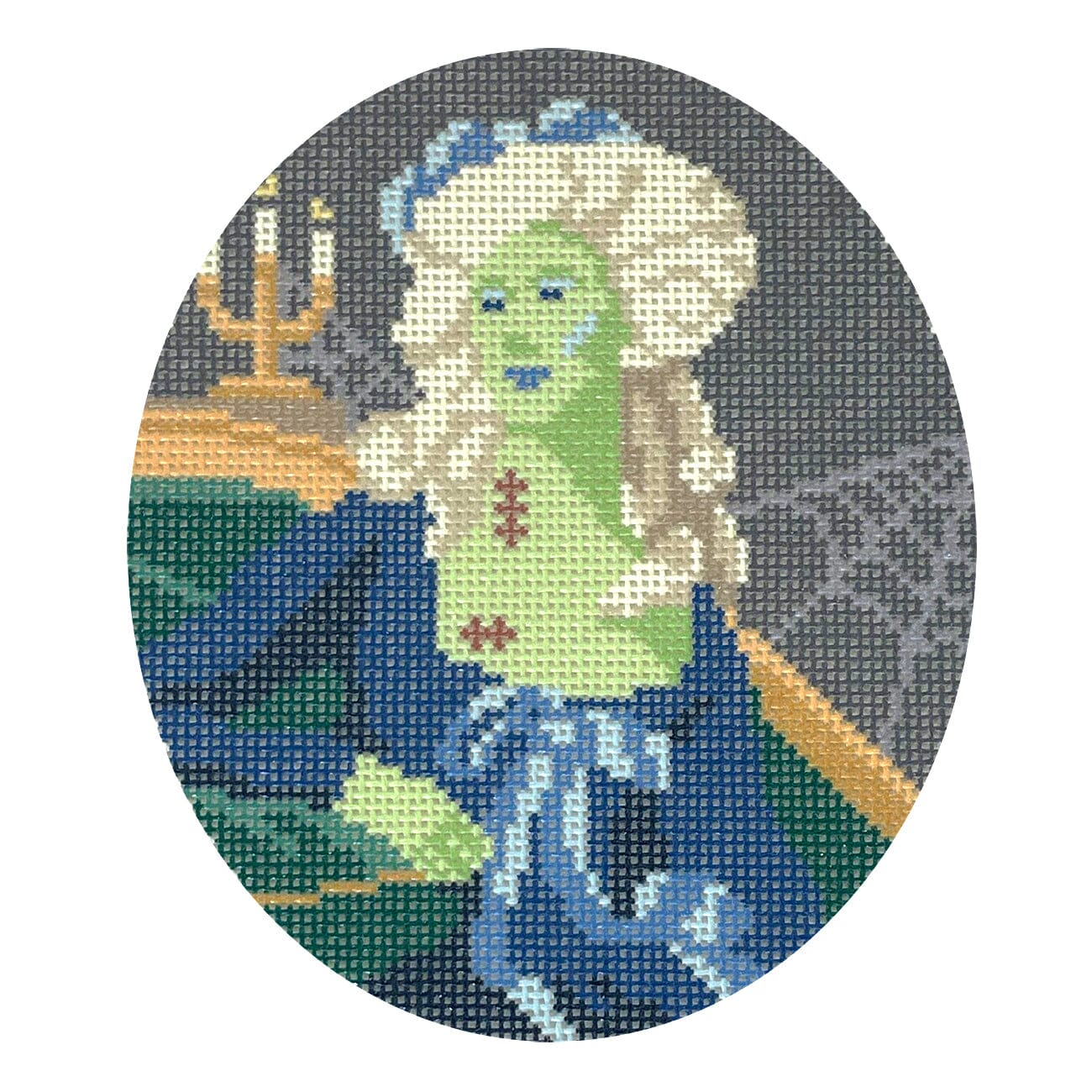 Bride of Frankenstein the XIV   Haunting Portraits Painted Canvas Spellbound Stitchery  - 1
