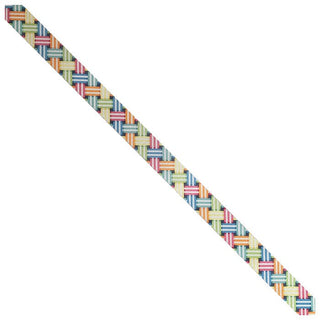 Bright Woven Ribbon Crossbody Strap Printed Canvas Two Sisters Needlepoint 
