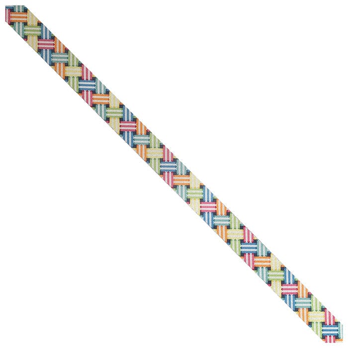 Bright Woven Ribbon Crossbody Strap Printed Canvas Two Sisters Needlepoint 
