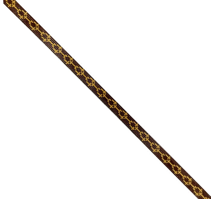 Brown and Gold Links Double Wrap Bracelet Painted Canvas Anne Fisher Needlepoint LLC 
