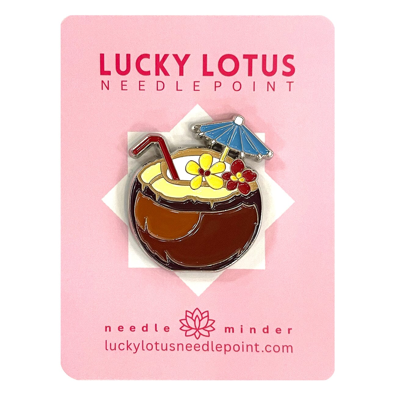 Brown Coconut Drink Needle Minder Accessories Lucky Lotus Needlepoint  - 1
