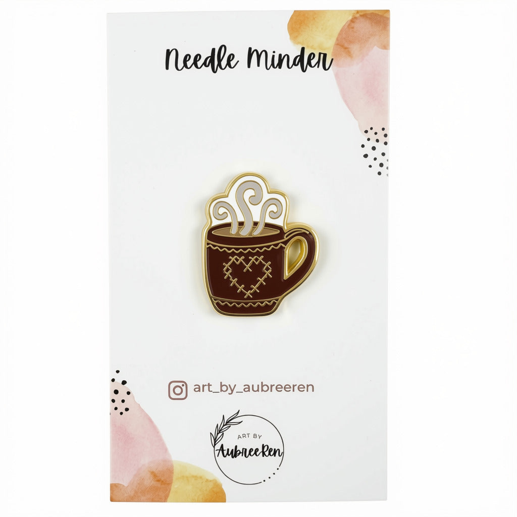 Brown Heart Mug Enamel Needleminder - 1