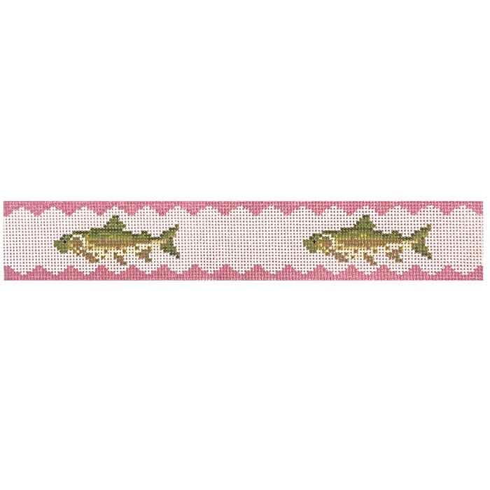 Brown Trout Key Fob   Pink Painted Canvas Bell House Designs 
