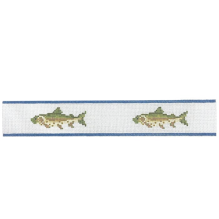 Brown Trout Key Fob   White Painted Canvas Bell House Designs 
