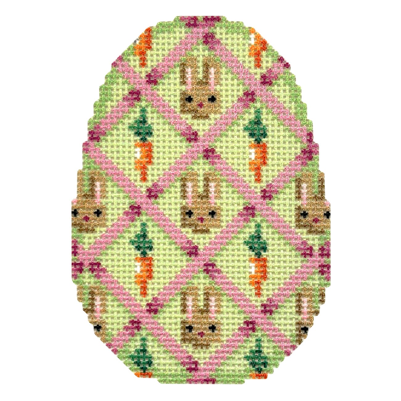 Bunnies in Lattice Egg Printed Canvas Two Sisters Needlepoint 

