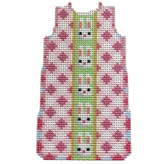 Bunnies/Gingham Mini Shift Printed Canvas Two Sisters Needlepoint 
