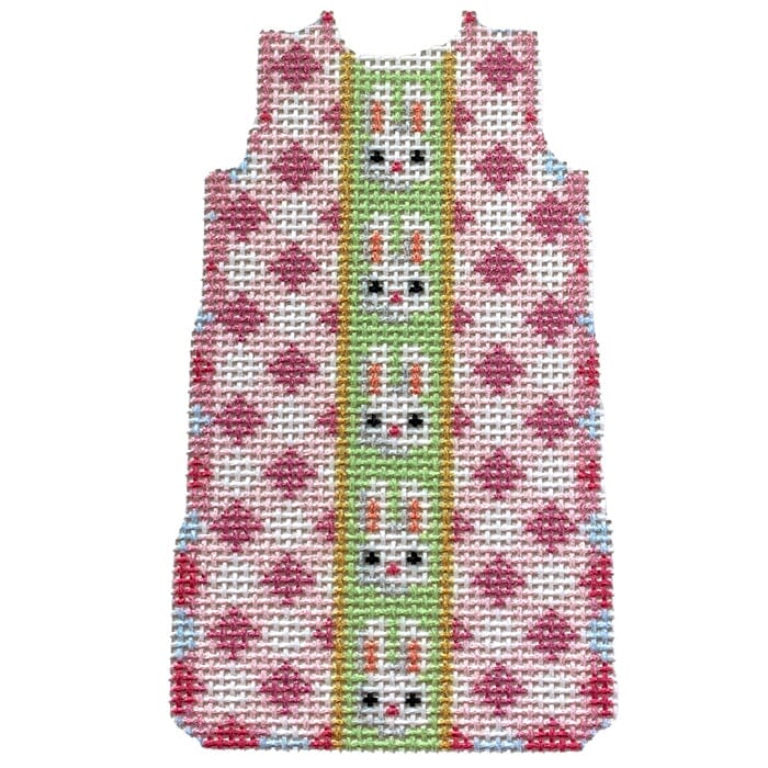 Bunnies/Gingham Mini Shift Printed Canvas Two Sisters Needlepoint 
