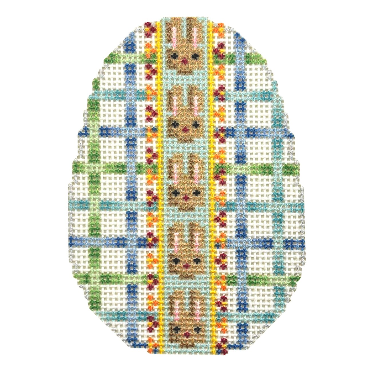 Bunnies/Tattersall Egg Printed Canvas Two Sisters Needlepoint  - 1
