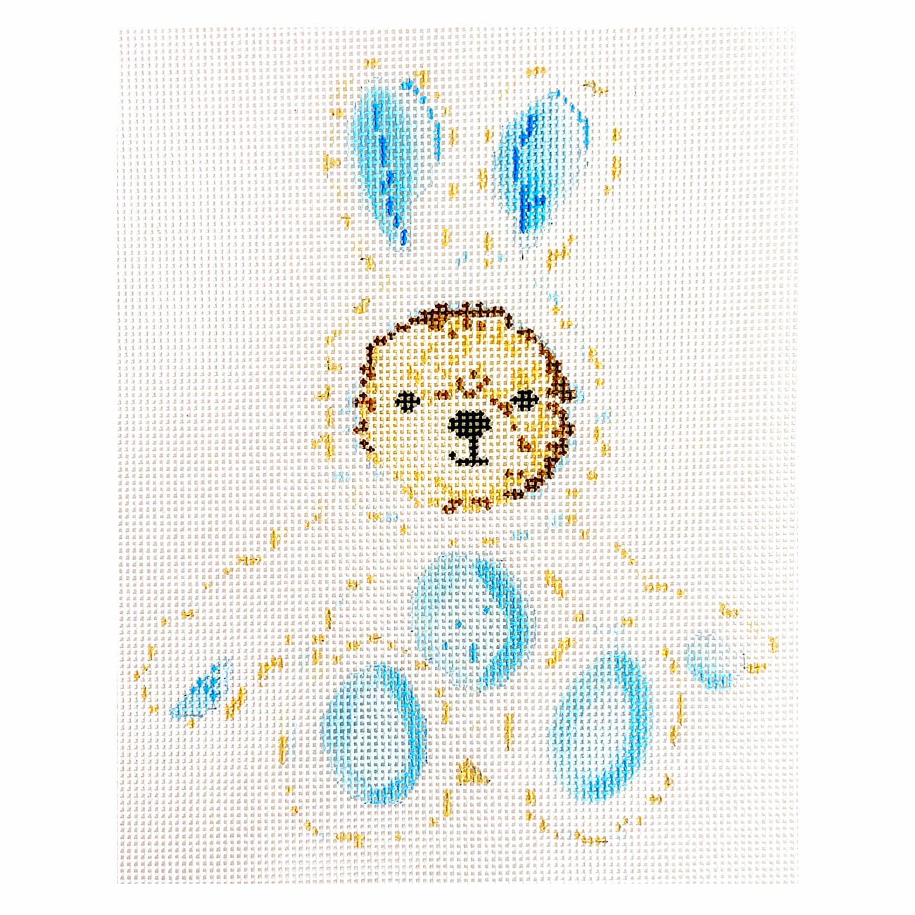 Bunny Bear Blue Painted Canvas Blueberry Point Canvas  - 1