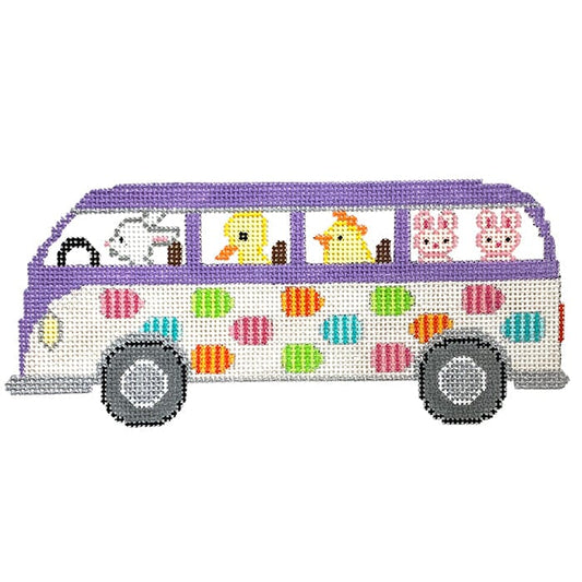 Bunny Bus Painted Canvas Eye Candy Needleart 