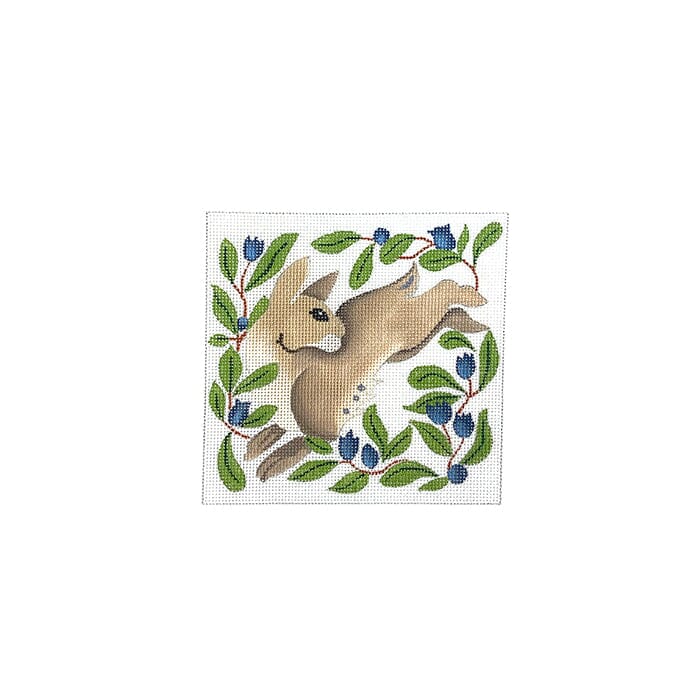 Bunny in Blueberries 5x5 Painted Canvas Susan Roberts Needlepoint Designs Inc. 
