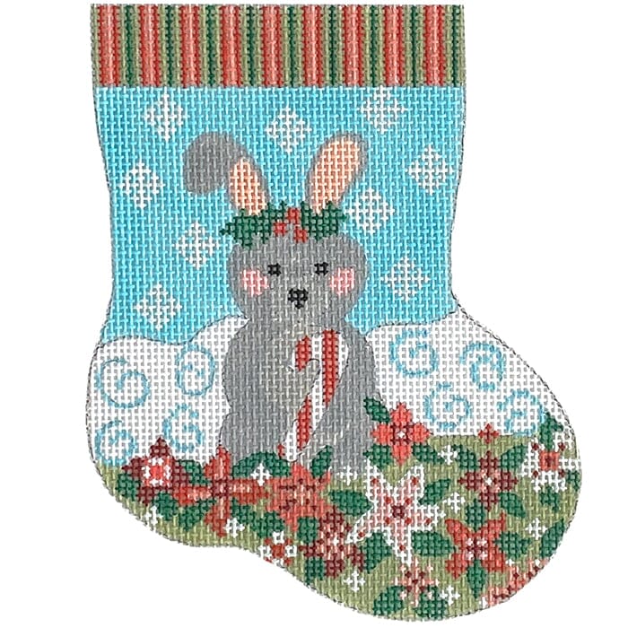Bunny Mini Stocking Painted Canvas Danji Designs  - 1